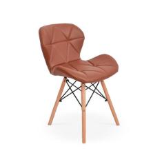 Cadeira Charles Eames Eiffel Slim Wood Estofada - Marrom - Magazine De