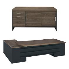 Mesa Escritório Presidente E Balcão 2 Portas 3 Gavetas Corp A06 Charuto-preto - Mpozenato