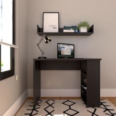 Escrivaninha com Prateleira KitCubos Preta 100 cm