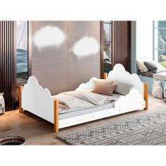 Cama Infantil com Grade Cristal Branco com 2 Luminárias e Colchão Divaloto