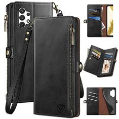 XcaseBar Capa carteira para Samsung Galaxy A13 5G/4G/A04 com zíper 【bloqueio RFID】 Suporte para cartão de crédito, capa flip folio de couro PU à prova de choque feminina masculina para Samsung A04