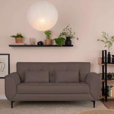 sofá 3 lugares piacenza linho marrom 202 cm