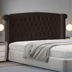 Cabeceira De Cama Box Luxo King 195 Cm Suede Marrom Eli Móveis