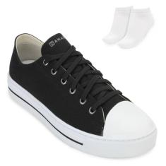Tênis Casual Feminino Lona Preto Branco Ramarim 2393222-0005