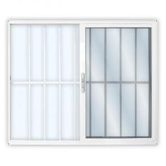 Janela de Alumínio de Correr 100x100cm 2 Folhas com Grade e Vidro Mini