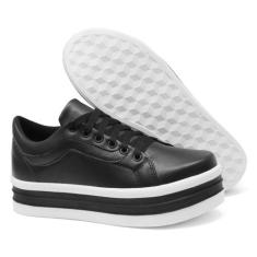 Tenis Feminino Flatform Casual Confortavel - D e spot, Preto, 35, Femi