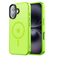 Tigowos Capa magnética para iPhone 16 compatível com MagSafe de 16 m resistente a quedas com sensação de pele fosca à prova de choque Slim Fit para iPhone 16 capa de telefone 6,1 polegadas, verde