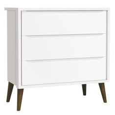 Cômoda Gaveteiro Infantil Theo Branco Acetinado com Pés Amadeirado - Reller