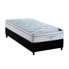 Cama Box Solteiro: Colchão Molas Superpocket Ortobom Freedom ViscoBase Suede Black(88x188)