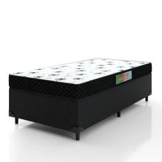 Cama Box Solteiro Colchão Espuma 88x188x50cm Polar Branco / Preto Preto