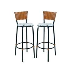 Kit 2 Bancos Banquetas Para Bistrô Sofisticadas Com Encosto E Assento 