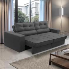 Sofá Retrátil e Reclinável 2 lugares 1,70m com Molas Mirela Suede Cinza Adonai Estofados