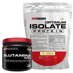 Kit Optimum Isolate Whey Protein 2kg  +  Glutamina  500g - Bodybuilders-Unissex