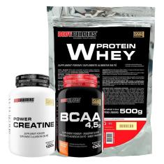 KIT Whey Protein 500g + BCAA 100g +  Creatina 100g - Bodybuilders-Unissex