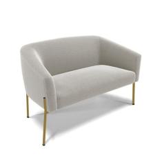 Sofá 2 Lugares Namoradeira Pé de Ferro Dourado Stella Bouclê Cinza D03