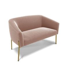 Sofá 2 Lugares Namoradeira Pé de Ferro Dourado Stella Bouclê Rosê D03 