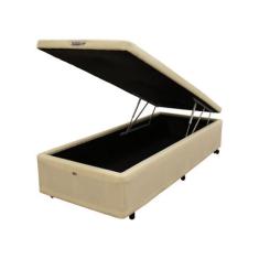 Cama Box Baú Castor Solteiro Vellus Bege 120x203x35cm