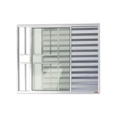 Janela Veneziana Confort 3 Folhas com Grade Vidro Liso 100cm x 100cm Brimak Brilhante