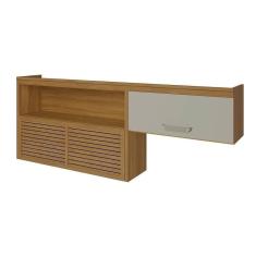 Armário Aéreo P- Cozinha Princesa C- Nicho E 2 Portas Basculante Ripado 200cm Freijo-off White