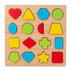 Alfabeto Numeral Geométrico Didático De Madeira Puzzles Colorido Jogo de Correspondência Inteligente, Pré-Escolar Crianças, Primeiros Brinquedos Educativos, Aprenda Brincando. (Geométrico)