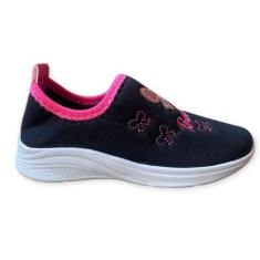 Tênis Infantil Menina Escolar Barbi Bi Laço Preto Volta as Aulas Confo