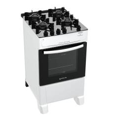 Fogão 4 Bocas Branco Com Mesa de Vidro Atlas Mônaco Top Glass Bivolt