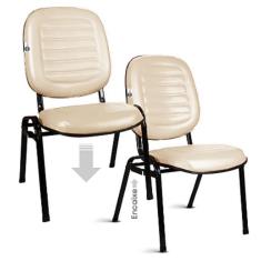 02 Cadeiras Empilhável para Igrejas Evangélicas Linha Holy Bege