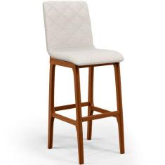 Banqueta Alta Para Cozinha Sala de Jantar Fixa Zoe L02 Linho Champagne