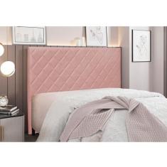 Cabeceira Cama Box Solteiro 90 cm Dubai Veludo S04 - D'Rossi, Rosa