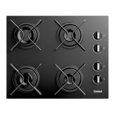 Cooktop 4 Bocas a Gás Mesa de Vidro Temperado Consul CD060BE, Preto, B