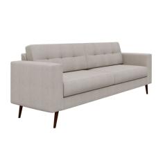 Sofá 3 Lugares Living Pé Palito Linho Cotton Cru 210 cm
