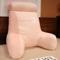 Travesseiro de leitura grande - encosto de leitura com travesseiro de pescoço, travesseiros de cama de espuma viscoelástica para sentar na cama com braços e bolsos, travesseiro de sofá para ler