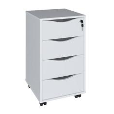 Gaveteiro 4 Gavetas Pés Rodízios Mobile Bit Branco - Artany, Branco