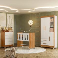 Quarto de Bebê Completo com Cômoda, Mini Berço e Guarda Roupas Lila - 