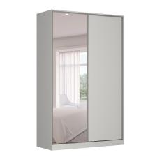 Guarda-Roupa Solteiro com Espelho Tunas V 2 Portas 3 Gavetas Branco