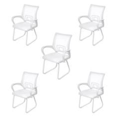 Kit 5 Cadeiras Escritório Interlocutor Fixa Tela Mesh Tok 3310 - OR De