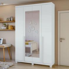 Guarda Roupa Solteiro com Espelho 4 Portas 2 Gavetas Alonzo 100% MDF -