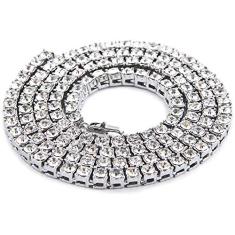 Charles Raymond Colar com corrente de strass ou corrente de tênis em formato de hip hop dourado ou prata - Sua escolha!!, 24", Metal, Strass