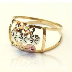 Anel em Ouro 18k Floral Oros 3 Ouros - Meu Anel, 10