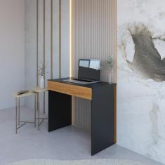 Mesa Escrivaninha Office Compacta Com 1 Gaveta - Preto/natural