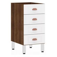 Balcão de Cozinha sem Tampo 40cm 4 Gavetas Safira Luciane Móveis, Nogu