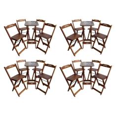 Kit 4 Conjuntos Bistrô Mesa Com 4 Banquetas Dobráveis De Madeira Personalizada Jack - Imbuia