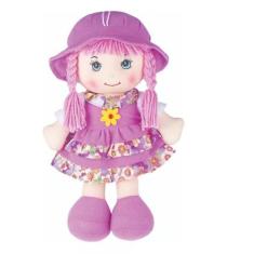 Boneca Maria Chiquinha Pano Bebê Criança Naninha Macia - Braskit, Lilá