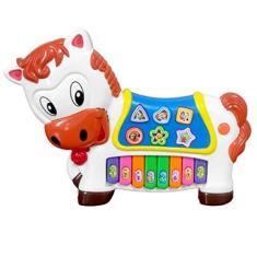 Teclado Musical Piano Infantil para Bebês de Cavalinho Com Sons e Luzes Teclas Musicais Brinquedo Educativo para Crianças de Cavalo