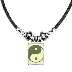 DIYthinker Taichi China Colar com oito diagramas Joias Torque Pingente de corda de couro