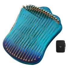 Piano de polegar de madeira com 17 cordas de metal, instrumento de colheita de dedos, mini harpa de lira, harpika com chave de afinação, conjunto de cordas sobressalentes