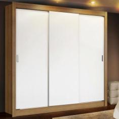 Guarda Roupa Casal Madesa Mônaco 3 Portas de Correr, Rustic/Branco