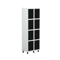 Armário Locker Guarda-roupa 8 Portas Aço Grp 502/8 Branco/Preto