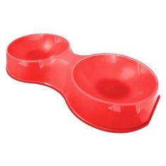 Comedouro Duplo Furacão Pet Pop Vermelho para Gatos - 190 mL