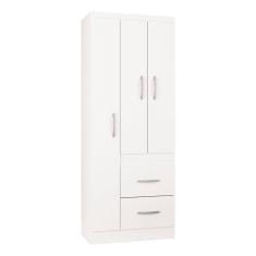 Guarda Roupa Solteiro Milão 3 Portas Branco Brilho – Poquema
